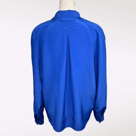 Vintage Laura and Jayne Royal Blue Button Up Blouse Size 10 - Picture 5 of 10
